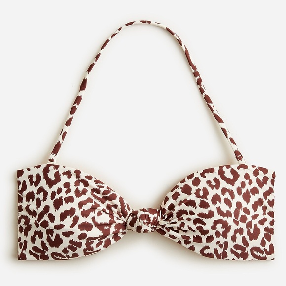 J. Crew Knot Bandeau Bikini Top Size XS NWT Leopard Print - Picture 2 of 9